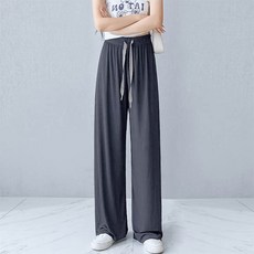 앤드스타일 여성용 냉감 통기성 체커 스트랩 쿨 와이드 밴딩 팬츠 262444