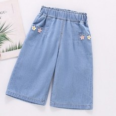 EYOUMONG 兒童Orian花朵刺繡寬版鬆緊帶長褲