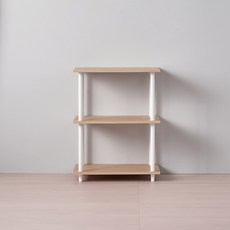 裝飾家具 韓國製造 多用途組裝式室內方形收納架, 木紋白, 3層