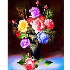 알로데 모란 꽃 식물 화병 DIY 보석십자수 라운드 30 x 40 cm, 06, 1개