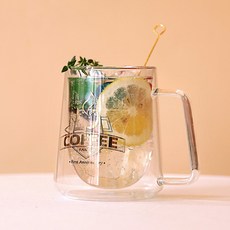 씨티라이프랩 수공예 빈티지 경량 내열이중 유리잔, 300ml, 1개