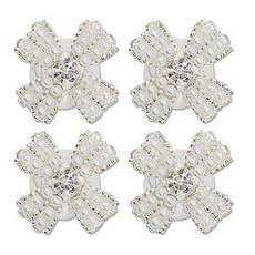 미니 큐빅 진주 보석 단추 펄크로스 18mm, 4개, 니켈