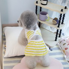 Puppy Dream 寵物條紋比基尼連身裙 10007, 黃色, 1個