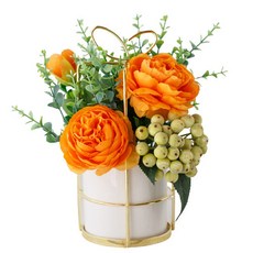 민성컴퍼니 조화 골드 케이지 미니화분, 피넬리아오렌지, 1개