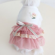 Chilshi 狗狗花朵刺繡款芭蕾舞衣, 1個, 粉紅色