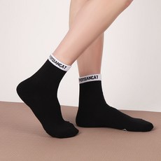 PERSIANCAT 女款六角形Logo高爾夫中筒襪 PB7FSK002, 1個, 黑色