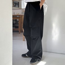 토마토팩토리 여성용 마세르 파라슈트 핀턱 2단 와이드 코튼 팬츠