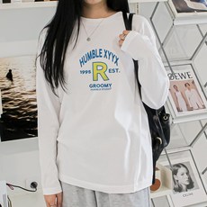 험블스튜디오 여성용 오버핏 레이어드티 기본 면 긴팔티 FF_07