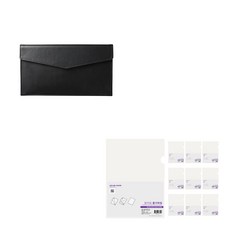 ECO Chungwoon 皮革迷你公文夾+多色L夾 10入, 黑色（Mini Document Envelope Case）、透明（L Holder）, 1套