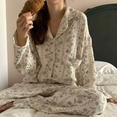 cofv 女款長袖睡衣上下套裝