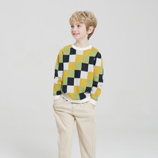 amareillael 男童方形提花針織套頭衫