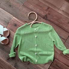 JOYMULTI 兒童熊熊鏤空長袖夏季開襟衫