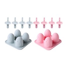 4格矽膠松鼠青蛙造型冰棒模具 2入, 粉色, 藍色, 1套