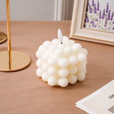 레오빈스 LED 큐브 예쁜 양초 파스텔 버블 오브제 캔들 티라이트 무드등 촛대 빅, 버블 화이트