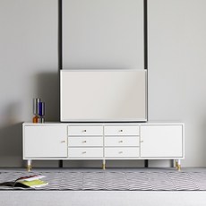 장인가구아이브 로지 모던 E0 높은 6서랍 TV 거실장 1800 방문설치, 화이트