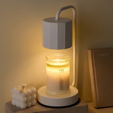 Ein.D 蠟燭百貨 定時款 摩登方形融蠟燈 + 大豆蠟燭 370g 套組, 白色(融蠟燈), 檸檬薰衣草