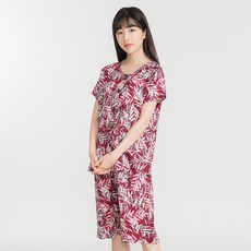 DINOBASSI 女款熱帶風印花短袖睡衣+短褲套裝