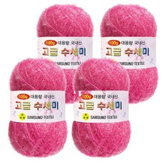 Yarna 100g 大容量高級菜瓜布編織線 4入 + A款印刷圖案 8種組合, 106 粉紅色, 1套