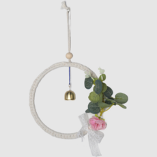 Labobia 自然風繩環流蘇鈴鐺裝飾 波西米亞風室內裝飾吊飾 花朵鈴鐺款, 混合色