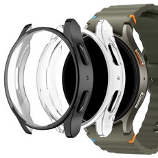 SPACE SHIELD Galaxy Watch 相容全包覆保護殼, 2個, 深灰色 + 透明