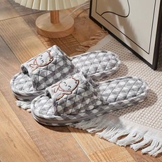 Melly Shop 防樓層噪音可水洗緩衝貓咪室內拖鞋, 灰色, 1個