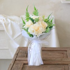 센트바스켓 조화 카네이션 루모라 믹스 성묘꽃다발, 크림, 1개