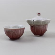 Dalsogum 陶瓷喬遷禮物茶壺茶杯花緣茶具組, 葡萄酒, 1個, 蓋碗 + 蓋子 + 茶杯