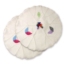 happytool 葉子麻布碎片飯桌墊 象牙色, 2個