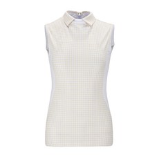 HALEY 女式修身格紋印花無袖領 T恤 HU-KT1015YW01