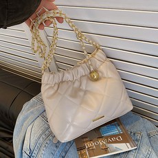 SORIDAL 女用Chanelin皮革菱格紋斜背包, 白色