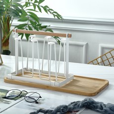 O.Laple 木質底座重點設計高級六格杯架, 1個, 白色