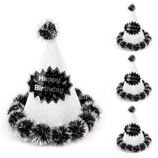 PARTYHAE 閃光棉泡泡生日派對錐形帽, 銀, 4個