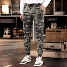 보이투맨 남성용 NP13 편안한 면스판 밀리터리 카고 조거 팬츠