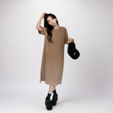 마켓피아 여성용 심플 무지 박스핏 루즈핏 롱원피스 빅사이즈 포함