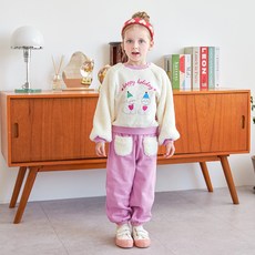 WALTONKIDS 女童拉格蘭絨毛撞色刷毛上下衣套裝