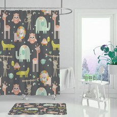 動物叢林浴簾動物 180 x 150cm, 1個