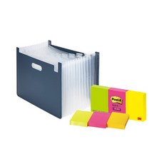 deLi 水平手風琴文件盒 + 便利貼 653-3 Note 63951, 海軍藍（文件盒）, 1套