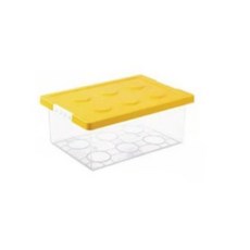 컬러 레고블록 투명 장난감 수납케이스, 노랑, 1개