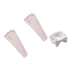 柔軟髮巾 SG33 2條+洗臉帶, 粉色的, 1套