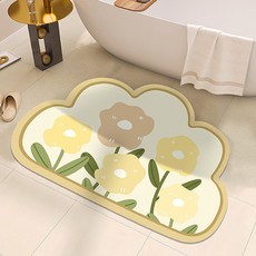 Wider Home 蓬鬆雲朵花朵多功能地墊, 黃色