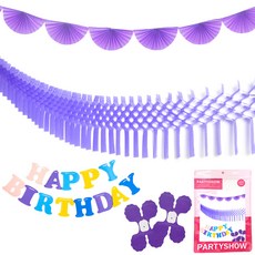 PARTYSHOW 派對裝飾拉旗組 紫色幸運草 2p + 半月薰衣草 + 蜂巢薰衣草 + 馬卡龍生日, 1套, 混合色