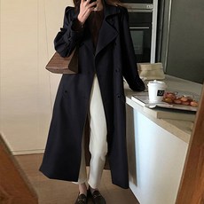 구디프 여성용 크림치즈 더블 버튼 트렌치 코트