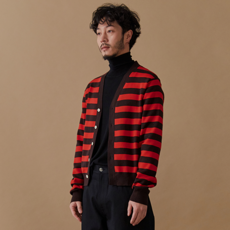 SUNNEI RAUM 男士 條紋棉質開衫