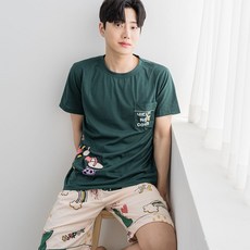 A-One 男款居家服短袖睡衣上下套裝