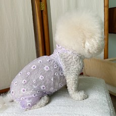 bydamsoomi 寵物閃亮花朵連身衣, 紫色