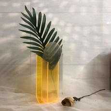 Hariko 波浪紋壓克力門花瓶, 螢光黃