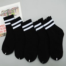 吉恩 兒童雙線條紋中筒襪 5雙組