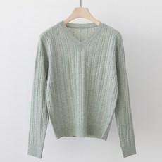 Queensler 女款 羅紋羊絨麻花 羊毛麻花 V領 長袖 針織衫 n1642