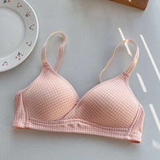 알럽마셀 라떼 컴포트 체크무늬 모유 수유 브래지어