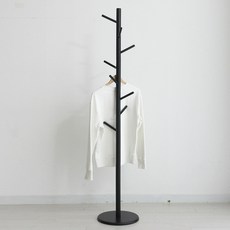 橄欖木圓形立式衣架, 黑色